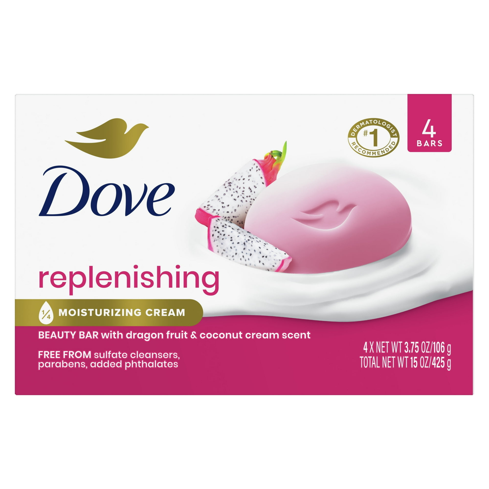 Dove Deep Nourishment Dragonfruit Bar Soap for Women 15 oz 4-Pack