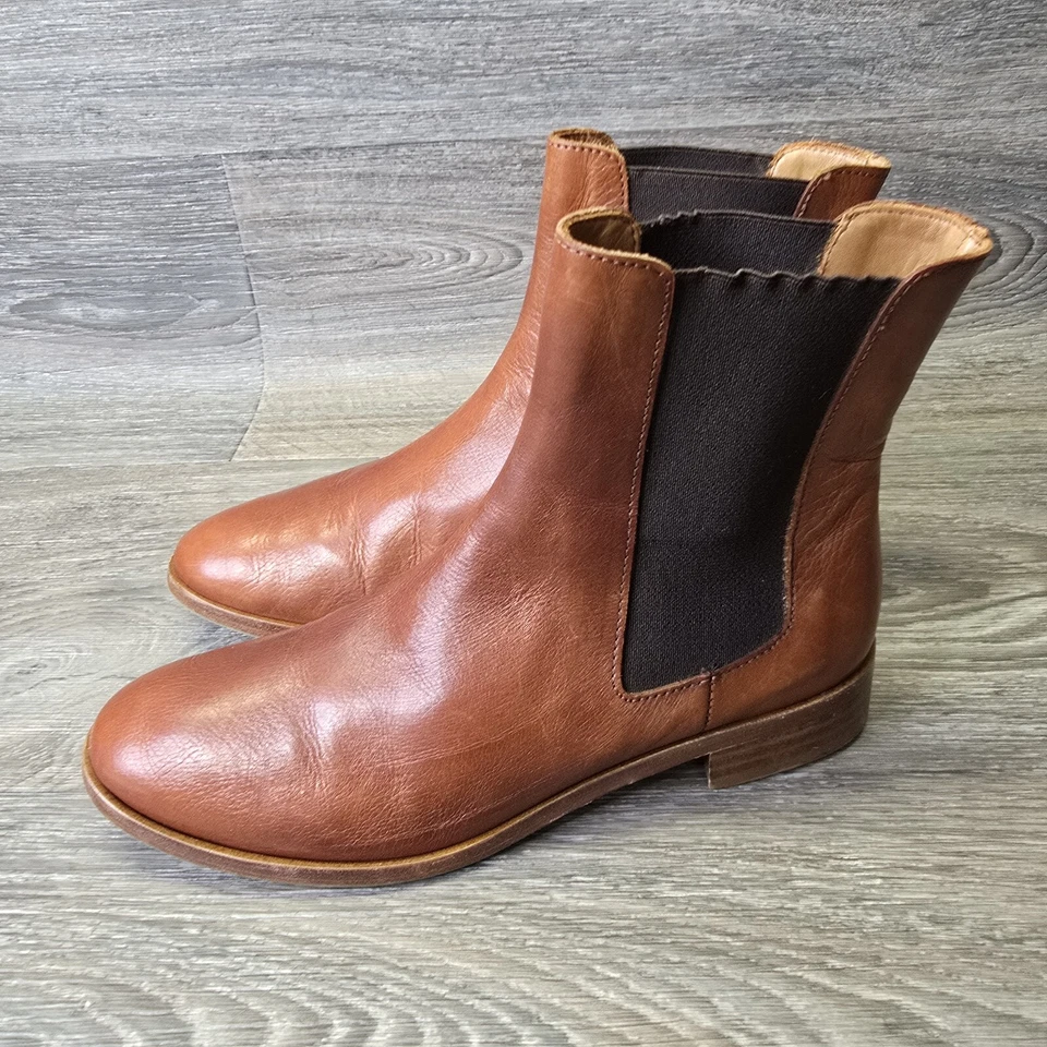 Botas Rive Gauche Firenze Saint Laurent para mujer 5,5 cuero marrón Chelsea Italia Foto 4 de 4