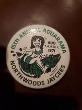 Vintage 15th Annual Aquarama Button August 1971 Minocqua WI FREE SHIPPING