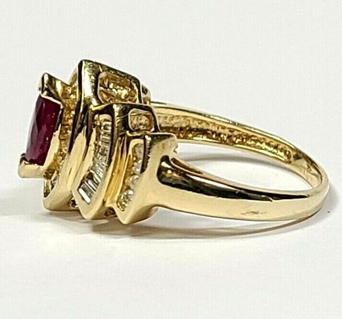 Vintage 14k Yellow Gold Ruby and Diamond Ring Size 6 1/2 - Picture 2 of 5