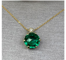 Natural Emerald Pendant May Birthstone Pendant Necklace 925 Sterling Silver