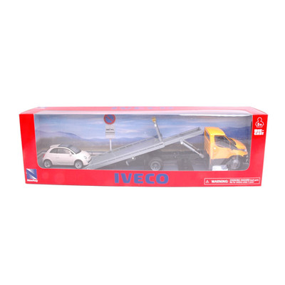 IVECO DAILY GIALLO CON FIAT CINQUECENTO AVORIO 1:43 New Ray Camion Die Cast
