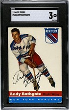 1954-55 Topps ANDY BATHGATE Rangers #11 SGC 3 VG Condition!