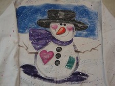 Vtg 90's Winter Snow Man Hand Painted Snowman Christmas Crew Neck Sweatshirt L