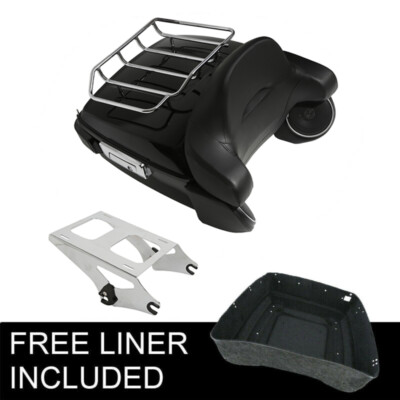 King Trunk Pad Top Rack Speakers Mount Light Fit For Harley Road King 14-25