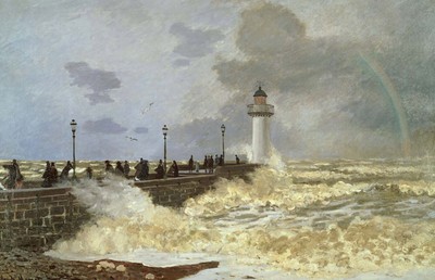 Claude Monet ''Quay At Le Havre'' french impressionist shipping Brown Artwork