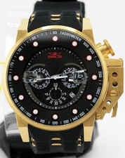 NEW INVICTA 25272 I FORCE BOMBER CHRONOGRAPH BLACK DIAL GOLD STEEL WATCH 50MM E