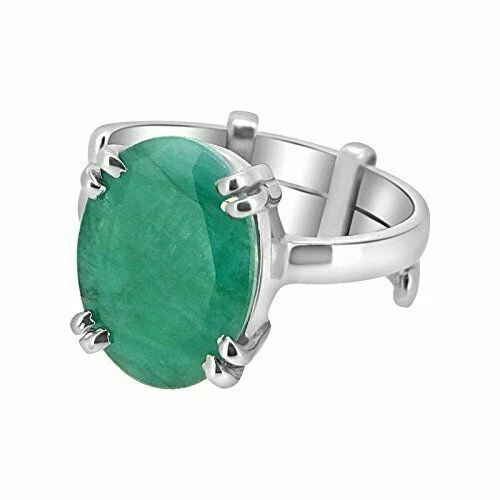 RATAN BAZAR NAtural Emerald/Panna Stone Silver Plated Ring For Astrology  Brass Ruby Silver Plated Ring Price in India - Buy RATAN BAZAR NAtural  Emerald/Panna Stone Silver Plated Ring For Astrology Brass Ruby