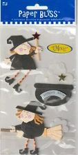 RARE! MOVEABLE Paper Bliss HALLOWEEN WITCHES 3-D stickers 08132 Fast FREE Ship!