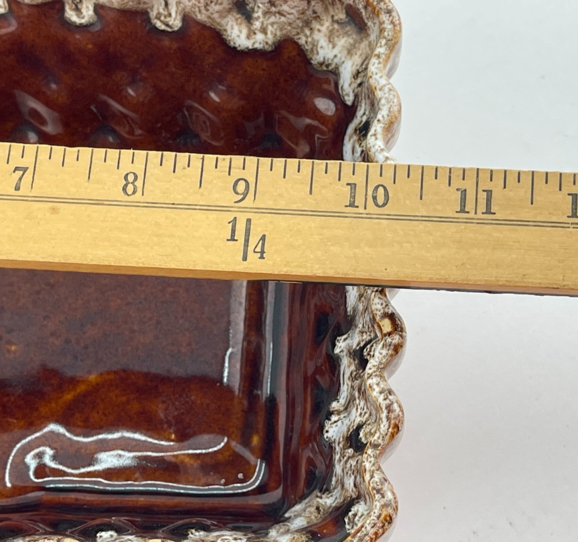 Mid-Century Planter or Dish UPCO Pottery Company #103 Brown Drip Glaze USA 10"L
