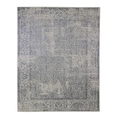 7'10''x9'9'' Gray Fine jacquard Hand Loomed Erased Design Wool and Silk Rug R66438