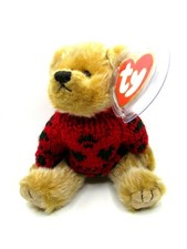 TY BEANIES BEAR - ATTIC TREASURES BEARKHARDT WITH RED JUMPER WITH TAGS - MINT