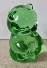 Fenton Green Art Glass Sitting Bear Cub
