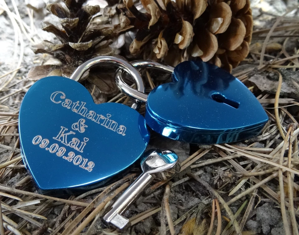 LIEBESSCHLOSS GRAVIERT MIT WUNSCHGRAVUR HERZ WUNSCHTEXT VALENTINSTAG GESCHENK❤ - Bild 3 von 4