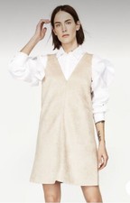 ZARA Basics Medium Tan Faux Suede Sleeveless Sheath Dress NWT Layering V Cut