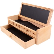 Wooden Pencil Box Student Kids Stationery Case Paint Brush Organizer Storage