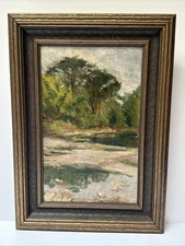 MASTERFUL IMPRESSIONIST PAINTING ANTIQUE ROOKWOOD ARTIST CHARLES MCLAUGHLIN RARE