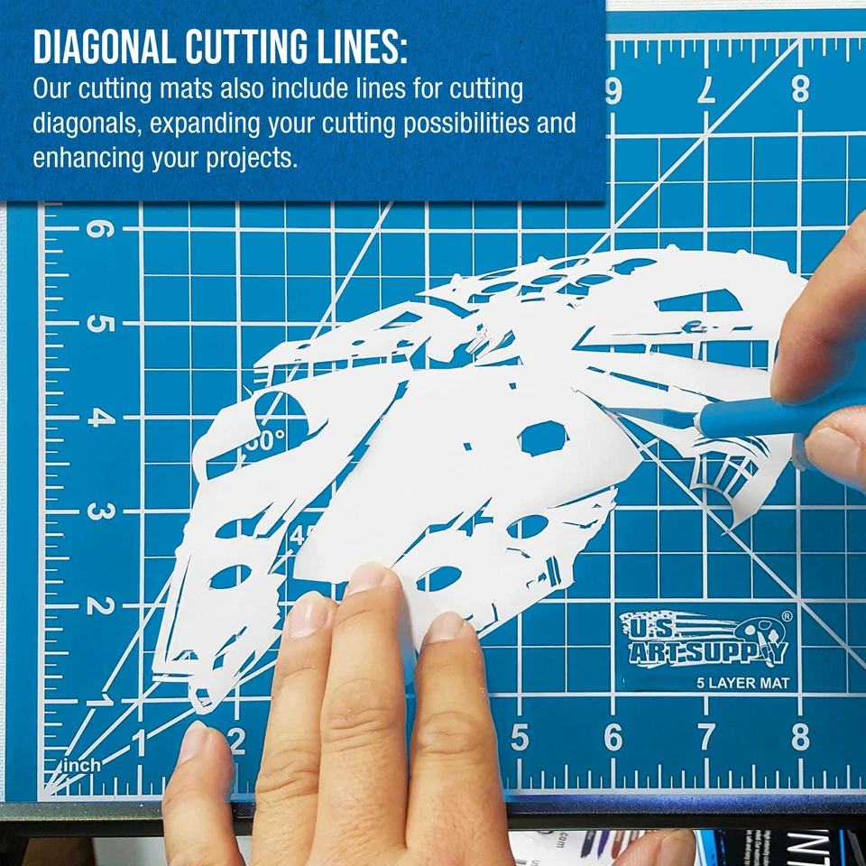 Alfombra de corte duradera de doble cara autocurativa de 5 capas ROSA/AZUL 18" X 24" Foto 4 de 4