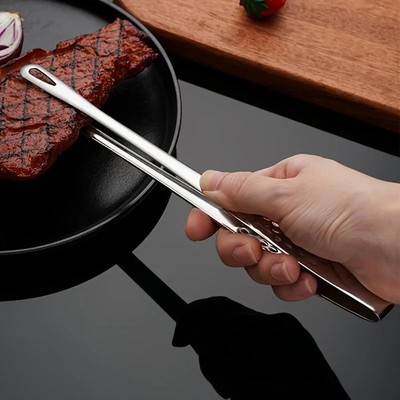 1pc Barbecue Tongs 304 Stainless Steel Food Clip Extended Barbecue Tongs for Hou