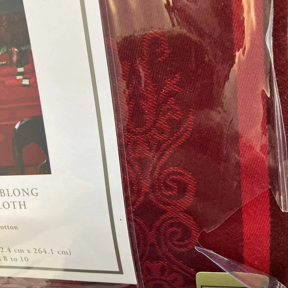 Fieldcrest Classic Tablecloth Oblong 60” x 104” Red 100% Cotton NEW - Image 2 of 4