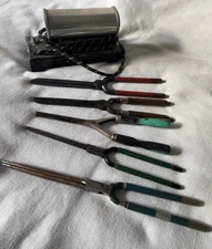 Vintage Master Appliance Curling Iron Heater w Reek Junior & Kentucky Maid Irons