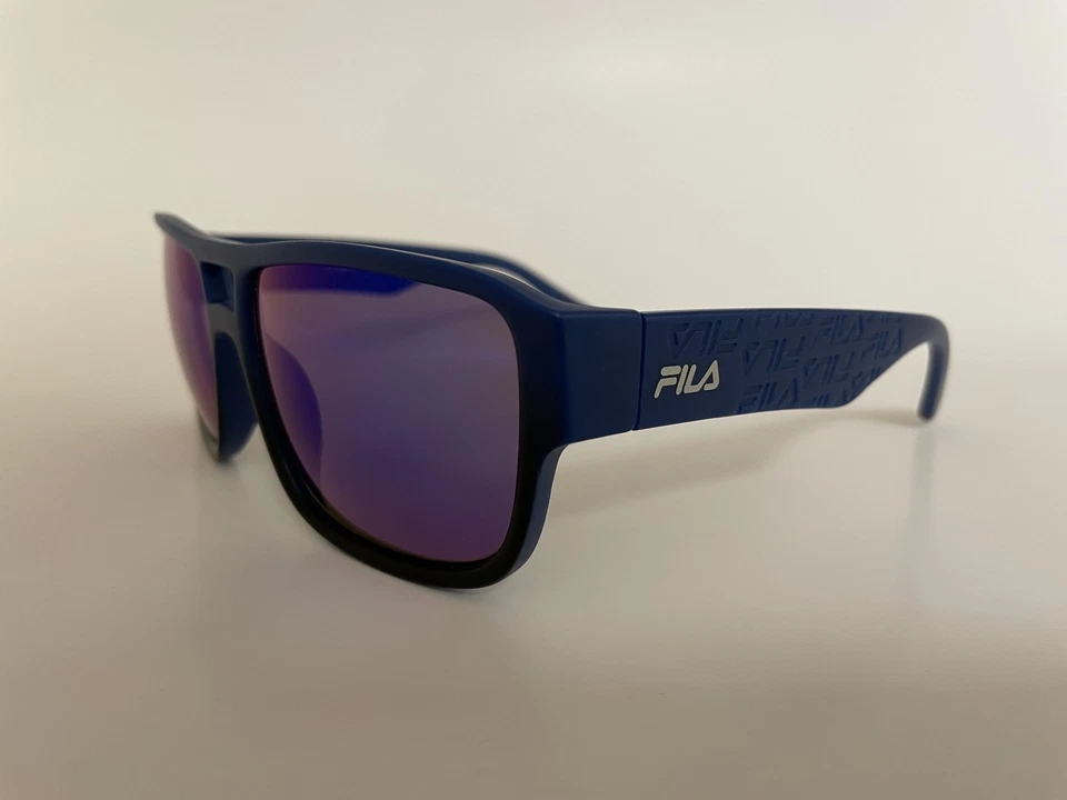 Auténticas gafas de sol FILA SF 9344 U66V azul plástico rectangulares lentes espejadas azules Foto 2 de 4