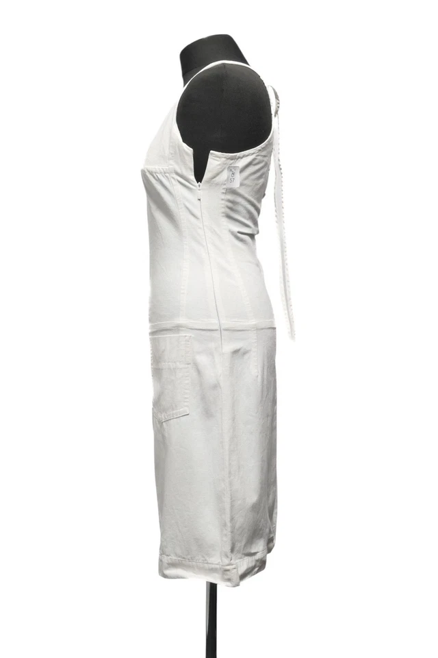 HUGO BOSS Trägerkleid Kleid Ampere 36 weiß uni Schnürung 100% Baumwolle - Bild 4 von 4