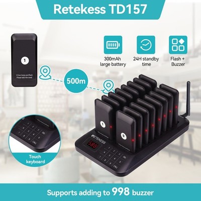 TD157 Restaurant Pager System 16 Buzzers Long Range 500m For Restaurant Cafe