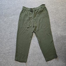 LOFT Pants Womens Size Large Green Straight Leg Pull On Belted Capsule Career