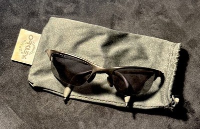 Vintage Unique Oakley Half Wire 1.0 Carbon Blue Lenses & Bag | eBay