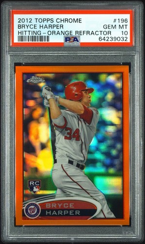 Bryce Harper [Hitting Orange Refractor] #196 2012 Topps Chrome card