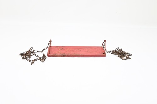 Vintage Red Metal Swing Seat Stamped TOMBO Rustic Decor Rusty Chain