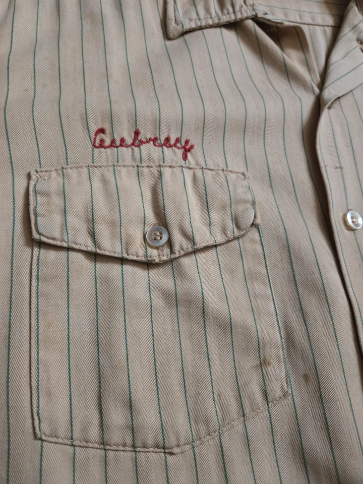 Vtg Coca Cola 50's-70's Unitog Delivery Uniform Shirt Button-up Striped  15-15.5 - Image 2 of 4