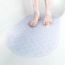 Non Slip Shower Mat 69x38cm Bubble Oval Bathtub Mat Suction Cups Washable Bathro