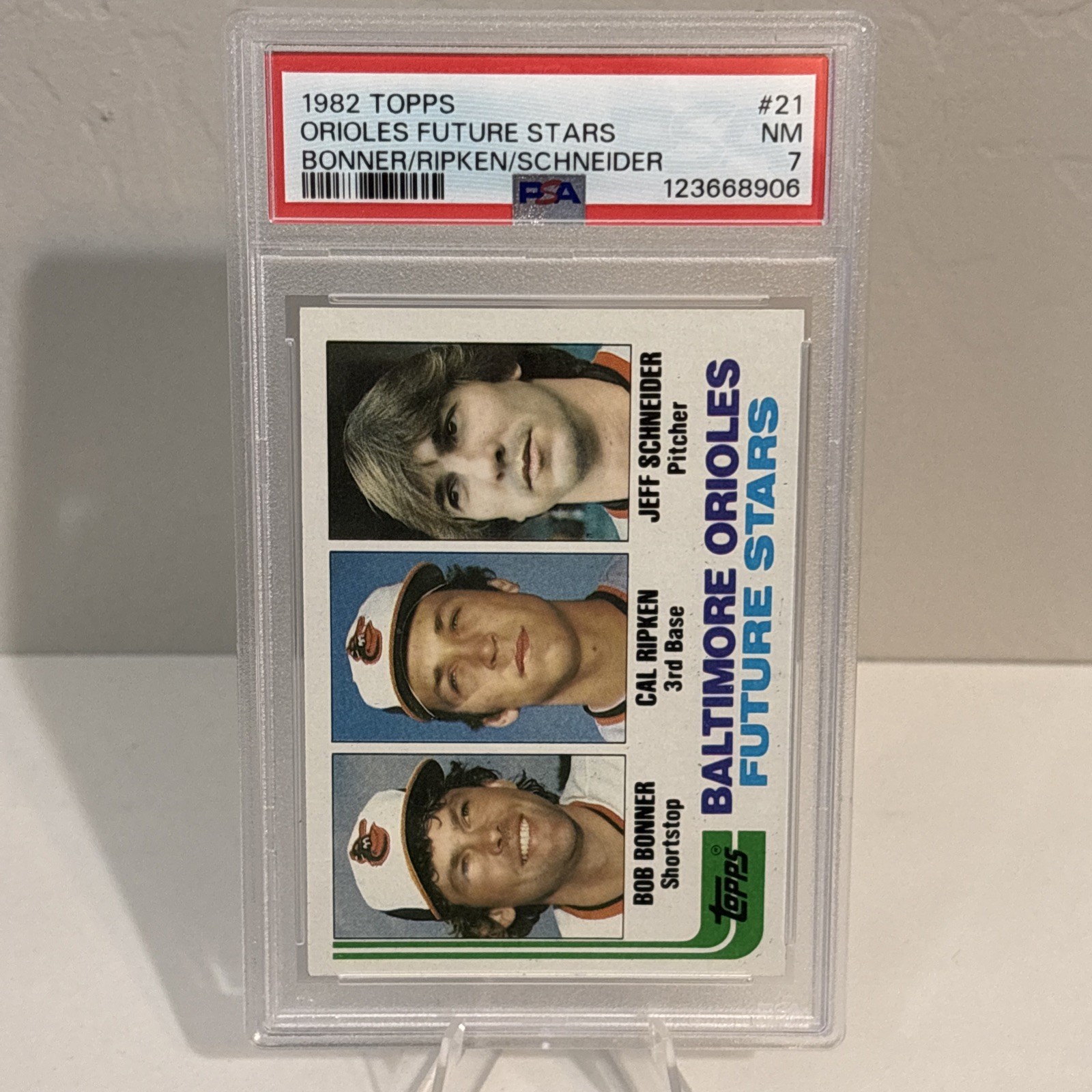 1982 Topps - Future Stars Cal Ripken, Jeff Schneider, Bobby Bonner ROOKIE Psa 7 view 2