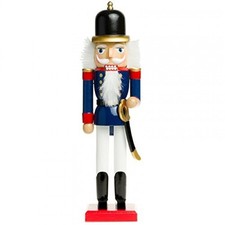German Christmas Nutcracker - Blue & White With Saber - 29cm