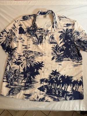 Hardaddy Moisture-Wicking Blue Tropical Chest Pocket Hawaiian Shirt XXL