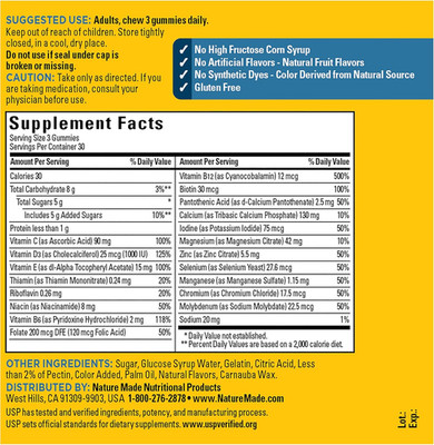 Advanced Multivitamin Gummies for Him with Magnesium Citrate, Calcium & All 8...