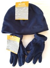 Regatta Handschuhe und M&uuml;tze Kinder dunkelblau Gr&ouml;&szlig;e 4-6 neu