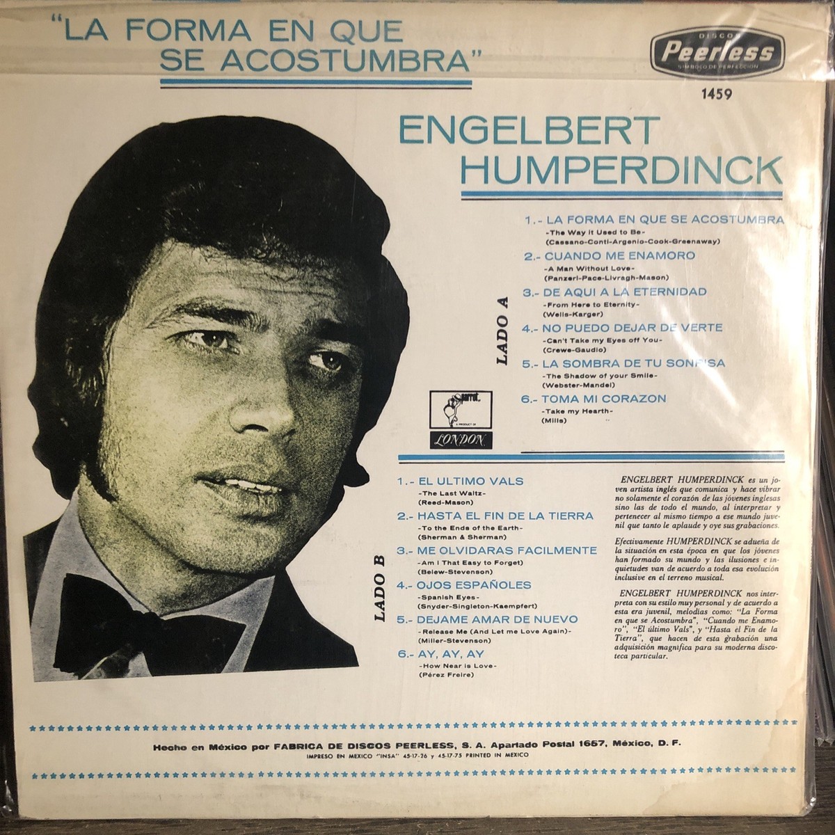 ENGELBERT HUMPERDINCK -ENGELBERT- 1969 MEXICAN LP, POP VOCAL | eBay