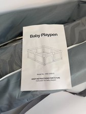 Extra Large Baby Playpen 79"X71" Gray Mesh Play Yard Zipper Door Open Box