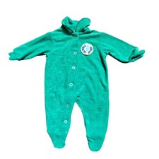 Vintage Carters Terry Cloth One Piece Sleep Suit Pajama Track Star Patch S Retro