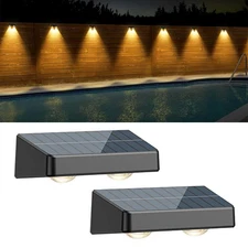LED Solar Power Fence Lights Deck Door Wall Stair Step Outdoor Garden Decor Lamp