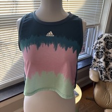 Adidas Women's Aeroready Running Tank Top Prime Green Cropped Size Medium M