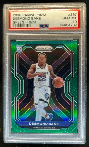2020-21 Prizm Desmond Bane RC Green Prizms Rookie #297 Grizzlies PSA 10