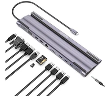 12-in-1 USB C Triple Display Docking Station Multiport Adapter for Windows/Mac