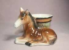 VINTAGE MCM DECORATIVE ART POTTERY HORSE PLANTER CERAMIC JAPAN