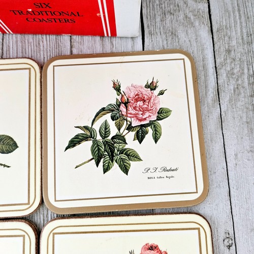 Vintage Set of 9 Pimpernel Redouté Rose Floral Corkboard Coasters with Various P - Picture 16 of 24