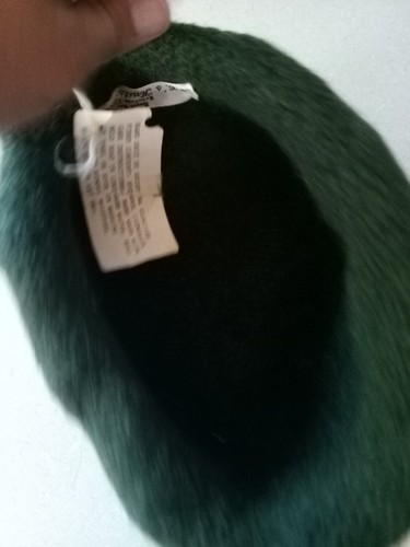 Vintage Hand Knit Bye Cristina Cloutier Womens Green Hat 85%Wool 15% Mohair - Picture 8 of 9
