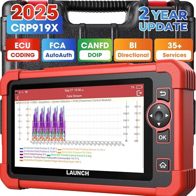 Launch OBD2 Scanner CRP919X ECU Coding 2025 Bi-Directional Scan All System Tool